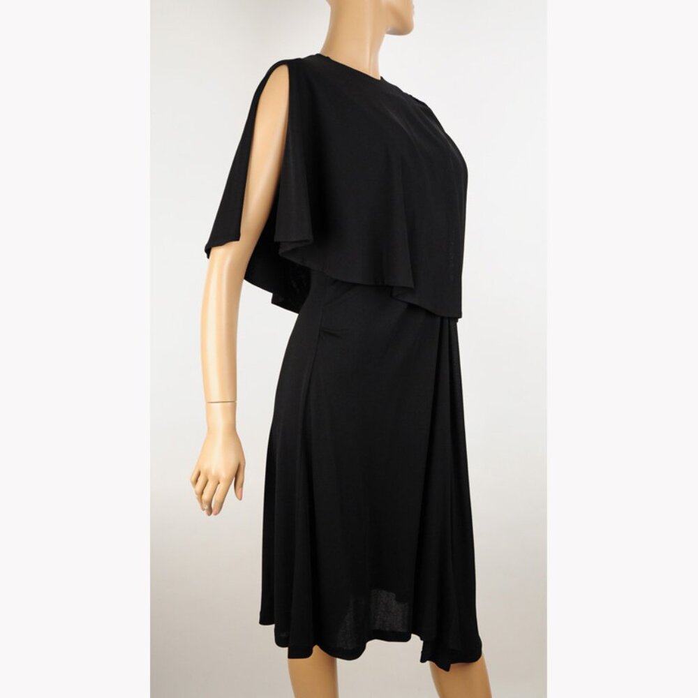 BALENCIAGA BLACK DRESS WITH CAPELET STRETCH JERSEY RUCHING - Picture 3 of 11
